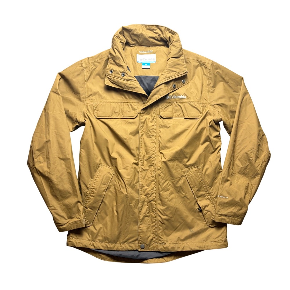 Columbia Jacket Mens Medium Brown Nylon Omni-Tech XM0775 Full Zip Utility Pocket